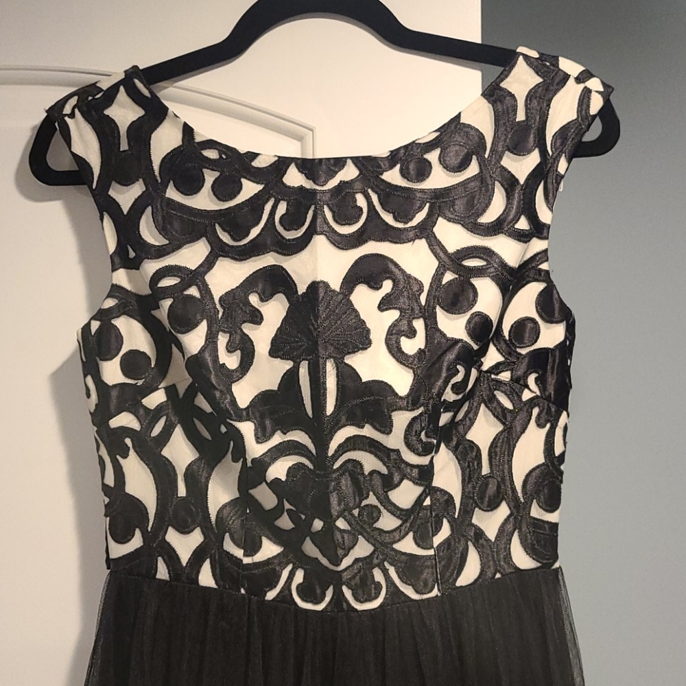 NWT Aidan Mattox Embroidered Bodice Mesh Ball Gown - Picture 5 of 9